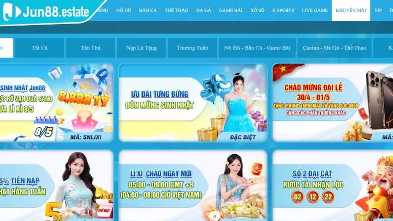 Jun88 liên tục đem đến cho thành viên những sự kiện siêu hấp dẫn