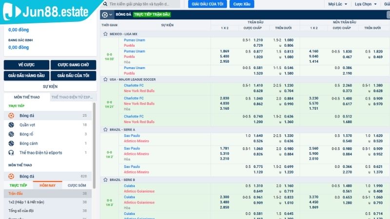 Kèo Châu Âu tại sảnh Thể Thao AP JUN88