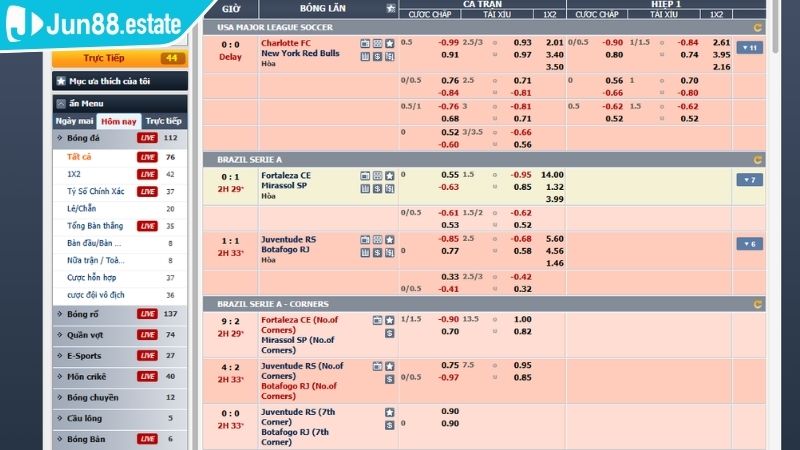 Tỷ lệ kèo đa dạng khi trải nghiệm tại Thể Thao CMD JUN88